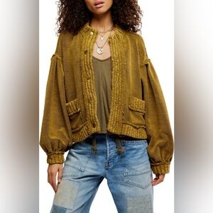 507. FREE PEOPLE Cute In This Cardigan in Fir Green Sz M NWT $168